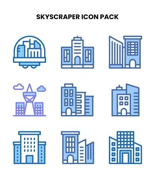 Skyscraper Two Colour SVG Icons Pack Иллюстрация