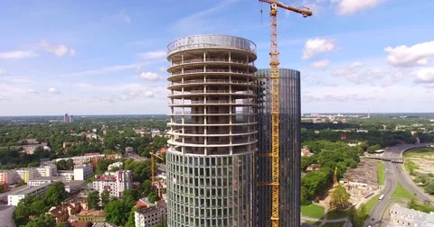 Skyscraper under construction Stock Footage 57638621