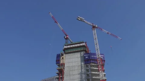 Skyscraper under construction Video stock 154330128