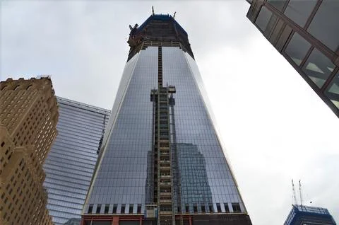 Skyscraper Under Construction with Glass Facade Stock Photos