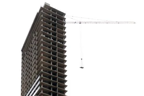 Skyscraper under construction, isolated on white. Stock Photos