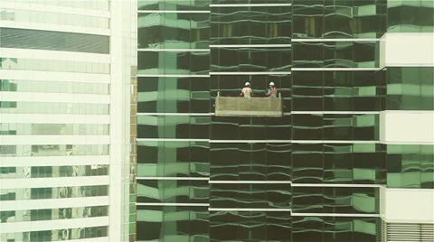Skyscraper window cleaners Stock-Footage 35500388