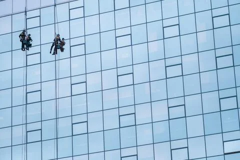Skyscraper Window Cleaners Stock-Fotos