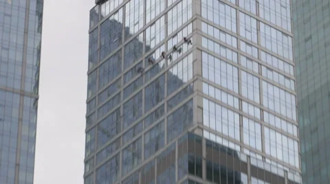 Skyscraper. Window washers. Stock Footage 61519975