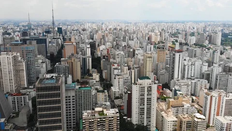 Skyscrapers and buildings Sao Paulo, Brazil (aerial view, drone footage) Stock Footage