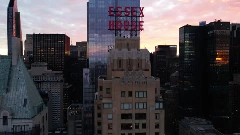 Skyscrapers and Central Park pull up shot and pan Stock Footage 286053904