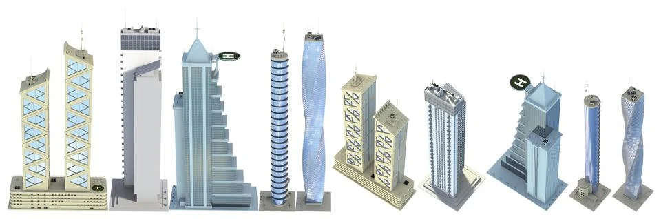 Skyscrapers and cloudy sky reflection Ilustración de archivo