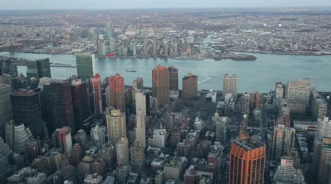 Skyscrapers and Hudson River seen from the Empire State Building, New York Stock Footage 24246741