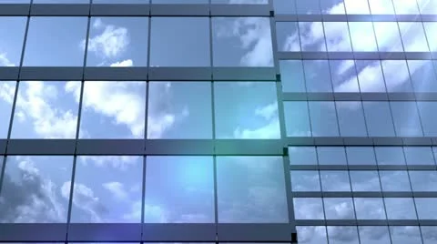 Skyscrapers and reflected clouds Stock Footage 12698496