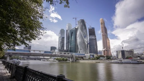 Skyscrapers and river Stock Footage 104878568