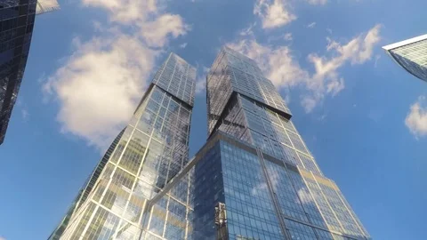 Skyscrapers and sky with clouds timelapse Stock Footage 81606857