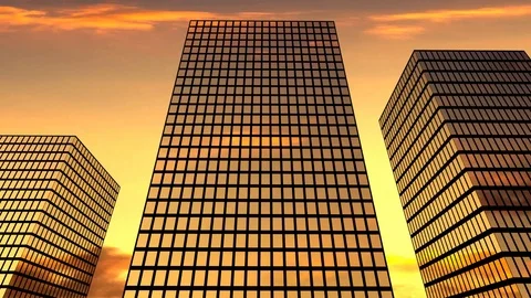 Skyscrapers and sunset timelapse Stock Footage 83915480
