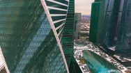 Skyscrapers Architecture In A City. Aerial. Urban Office Buildings Stock Footage