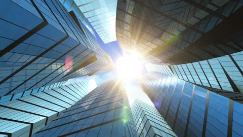 Skyscrapers on background a sunny sky with clouds Stock Footage 89028582