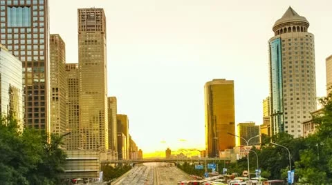 Skyscrapers in Beijing, China. Timelapse Stock Footage