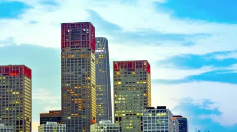Skyscrapers in Beijing. Timelapse Stock Footage 12510833