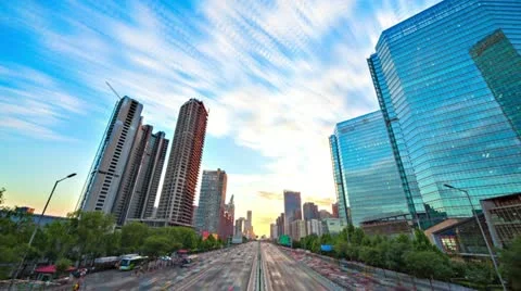 Skyscrapers in Beijing. Timelapse Stock Footage 12519081