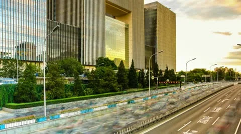 Skyscrapers in Beijing. Timelapse Stock Footage 12527105