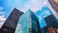 Skyscrapers blue sky reflection glass facades buildings New York City NYC 4k or 4k+ Resolution