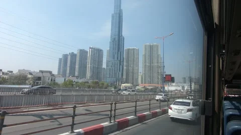 Skyscrapers from a bus view Stock-Footage 151678990