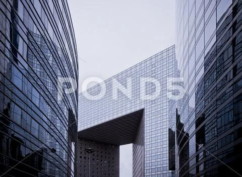 Skyscrapers of business district Stock Photos