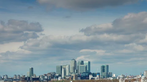 Skyscrapers of the Canary Wharf (London) time lapse Stock Footage