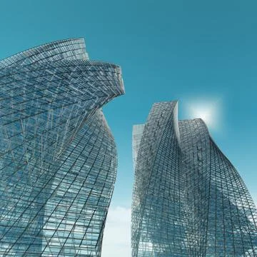 Skyscrapers in the city 3d rendering Stock Illustration