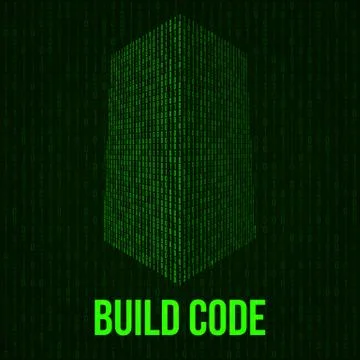 Skyscrapers code. Binary digital form of futuristic city building 库存插图