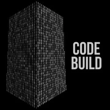 Skyscrapers code. Binary digital form of futuristic city building 库存插图