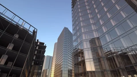 Skyscrapers construction city growing up timelapse animation  8k uhd Stock Footage