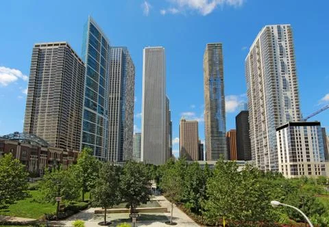 Skyscrapers in downtown chicago, illinois Stock Photos