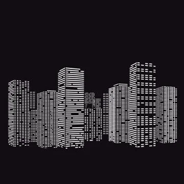 Skyscrapers at evening Illustrazione stock