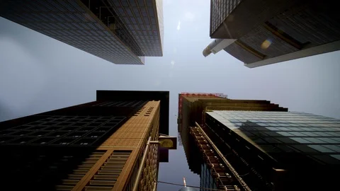 Skyscrapers in Frankfurt - Bottom View - Timelapse 4K+ Stock Footage