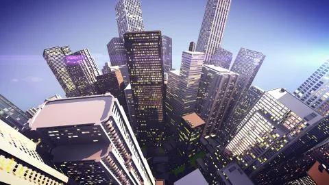Skyscrapers on a globe city.  3D rendering Concept. Stock Illustration