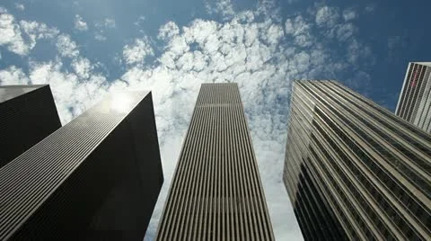 Skyscrapers high buildings time lapse cloud New York City Manhattan Stock Footage