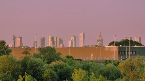 Skyscrapers on the horizon. Stock Footage 77589455
