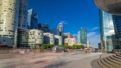 Skyscrapers of La Defense timelapse hyperlapse - Modern business and residential Stock Footage