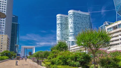Skyscrapers of La Defense timelapse hyperlapse - Modern business and residential Stock Footage 236949864