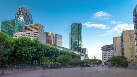 Skyscrapers of La Defense timelapse hyperlapse - Modern business and residential Stock Footage 236951754