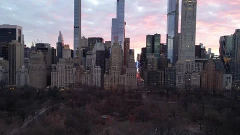 Skyscrapers long pull up shot Stock Footage 286052014
