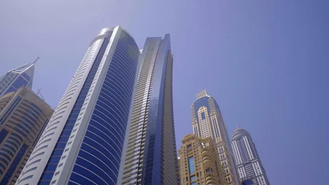 Skyscrapers from a low angle view in Dubai Stock Footage 104091057