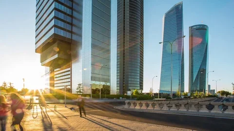 Skyscrapers Madrid Stock Footage 80950009