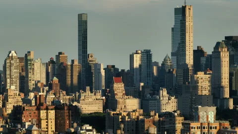 Skyscrapers in Manhattan at dusk Stock Footage 313456715
