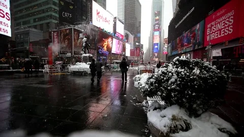 Skyscrapers New York city Snowing Stock Footage