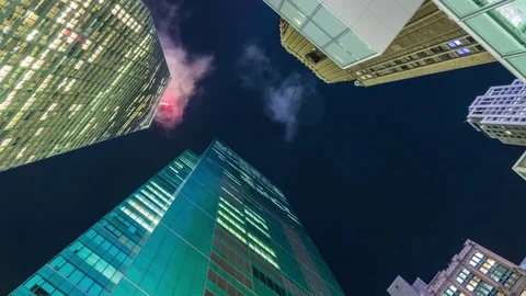 Skyscrapers At Night Stock Footage 71942375