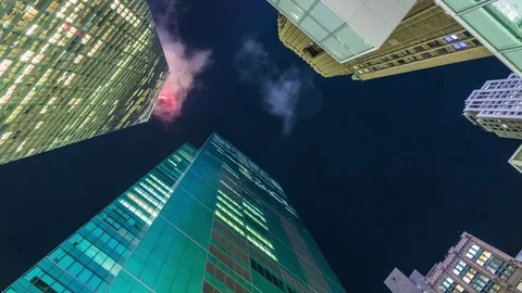 Skyscrapers At Night Stock Footage 71942937