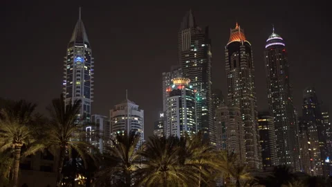 Skyscrapers at night Video stock 157219936