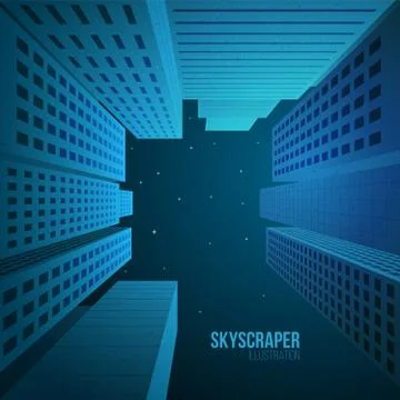 Skyscrapers in the night Stock Illustration