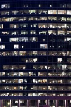 Skyscrapers at night Stock Photos