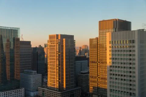Skyscrapers or office buildings in tokyo city Stock Photos